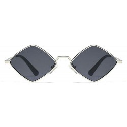 Square Fashion Personality Small Frame Metal Sunglasses Brand Designer Female sun glasses - Grey - C118UY9L4Q4 $9.10