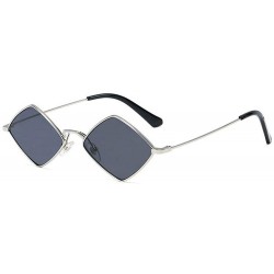 Square Fashion Personality Small Frame Metal Sunglasses Brand Designer Female sun glasses - Grey - C118UY9L4Q4 $9.10