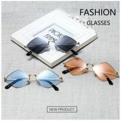 Square Fashion Personality Small Frame Metal Sunglasses Brand Designer Female sun glasses - Grey - C118UY9L4Q4 $9.10