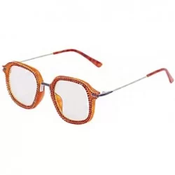 Square Sparkling Crystal Round Sunglasses UV Protection Rhinestone Sunglasses - Orange - CR192EGA7NG $30.37