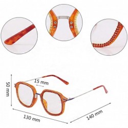 Square Sparkling Crystal Round Sunglasses UV Protection Rhinestone Sunglasses - Orange - CR192EGA7NG $15.38