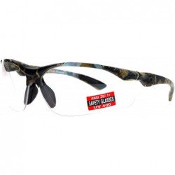 Rimless Clear Lens Protective Safety Glasses UV 400 ANSI Z87.1+ Up Down Temple - Camouflage - CK189LTZW3Q $19.54