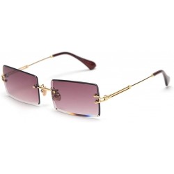 Rimless Rectangle Sunglasses Women Rimless Square Sun Glasses for Women Christmas Gifts - Purple Grey - CB18YYR6996 $29.57