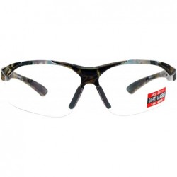 Rimless Clear Lens Protective Safety Glasses UV 400 ANSI Z87.1+ Up Down Temple - Camouflage - CK189LTZW3Q $9.26