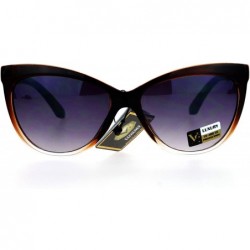 Cat Eye Metal Diecut Floral Jewel Arm Cat Eye Sunglasses - Brown - CB12IVI5789 $15.18