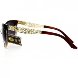 Cat Eye Metal Diecut Floral Jewel Arm Cat Eye Sunglasses - Brown - CB12IVI5789 $15.18