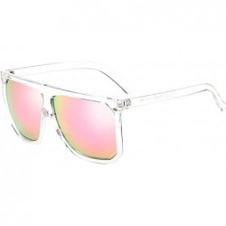 Square Classic Square Eyewear Mens Womens Stylish Driving Sunglasses Anti Glare - Pink - CA18CXDSR3A $30.46