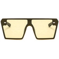 Square Luxury Brand Designer Oversized Sunglasses Women Flat Top Square Frame Shades - Yellow - CF18LD239TO $12.31