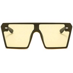 Square Luxury Brand Designer Oversized Sunglasses Women Flat Top Square Frame Shades - Yellow - CF18LD239TO $12.31