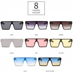 Square Luxury Brand Designer Oversized Sunglasses Women Flat Top Square Frame Shades - Yellow - CF18LD239TO $12.31