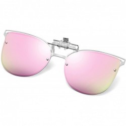Goggle Clip On Polarized Sunglasses Cat Eye Flip for Prescription Glasses B2436 - Pink - CV18EXRTS4W $16.70