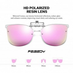 Goggle Clip On Polarized Sunglasses Cat Eye Flip for Prescription Glasses B2436 - Pink - CV18EXRTS4W $16.70