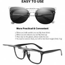 Goggle Clip On Polarized Sunglasses Cat Eye Flip for Prescription Glasses B2436 - Pink - CV18EXRTS4W $16.70