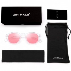 Aviator Vintage Round Polarized Sunglasses for Women Acetate Frame UV400 - Clear Frame / Pink Lens - CJ18Z783L7O $15.24