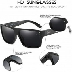 Square Unisex Polarized Sunglasses UV Protection Retro Rectangular Sun Glasses For Men & Women D912 - Black/Black - CZ194OOU0...