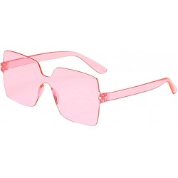 Rimless Unisex Jelly Square Sunglasses Sexy Retro Women Men Candy Color Integrated UV Outdoor Glasses - B - CD196TX5YM3 $15.27