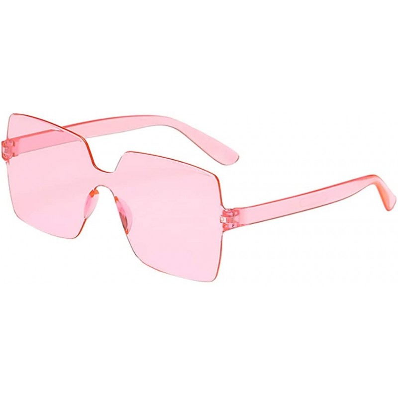 Rimless Unisex Jelly Square Sunglasses Sexy Retro Women Men Candy Color Integrated UV Outdoor Glasses - B - CD196TX5YM3 $9.24