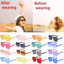 Rimless Unisex Jelly Square Sunglasses Sexy Retro Women Men Candy Color Integrated UV Outdoor Glasses - B - CD196TX5YM3 $9.24