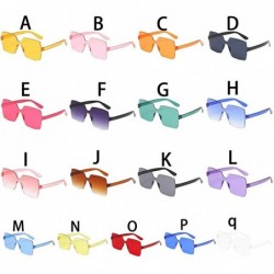 Rimless Unisex Jelly Square Sunglasses Sexy Retro Women Men Candy Color Integrated UV Outdoor Glasses - B - CD196TX5YM3 $9.24