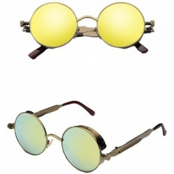 Wrap Men's and women's universal classic steampunk sunglasses sunglasses - Yellow/2 - CJ18SAMGLNG $22.46
