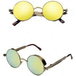 Wrap Men's and women's universal classic steampunk sunglasses sunglasses - Yellow/2 - CJ18SAMGLNG $11.52