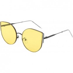 Round Fashion Round Sunglasses for Women Men Cateye Flat Mirrored Lens Oversized Vintage Shades - Yellow - C618UECDZGQ $10.03