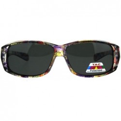 Oversized Polarized Womens Floral Print Fit Over Rectangular 54mm Sunglasses - Purple Butterfly - CQ18D47576D $26.49