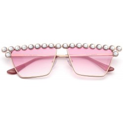 Cat Eye Cateye Rhinestone Sunglasses for Women Fashion Sparkling Crystal Sunglasses - Square Pink - CT18WLT70GI $19.28