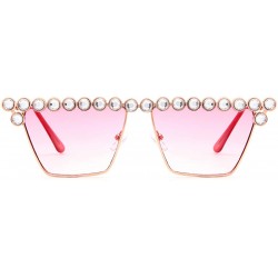 Cat Eye Cateye Rhinestone Sunglasses for Women Fashion Sparkling Crystal Sunglasses - Square Pink - CT18WLT70GI $8.40