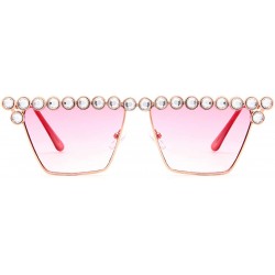 Cat Eye Cateye Rhinestone Sunglasses for Women Fashion Sparkling Crystal Sunglasses - Square Pink - CT18WLT70GI $8.40