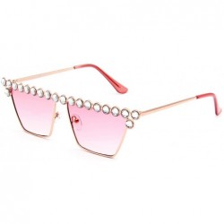 Cat Eye Cateye Rhinestone Sunglasses for Women Fashion Sparkling Crystal Sunglasses - Square Pink - CT18WLT70GI $8.40