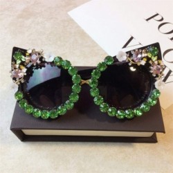 Cat Eye Personality Handmade Rhinestone Sunglasses Fashion - C9 - CP198G4WHAS $33.18