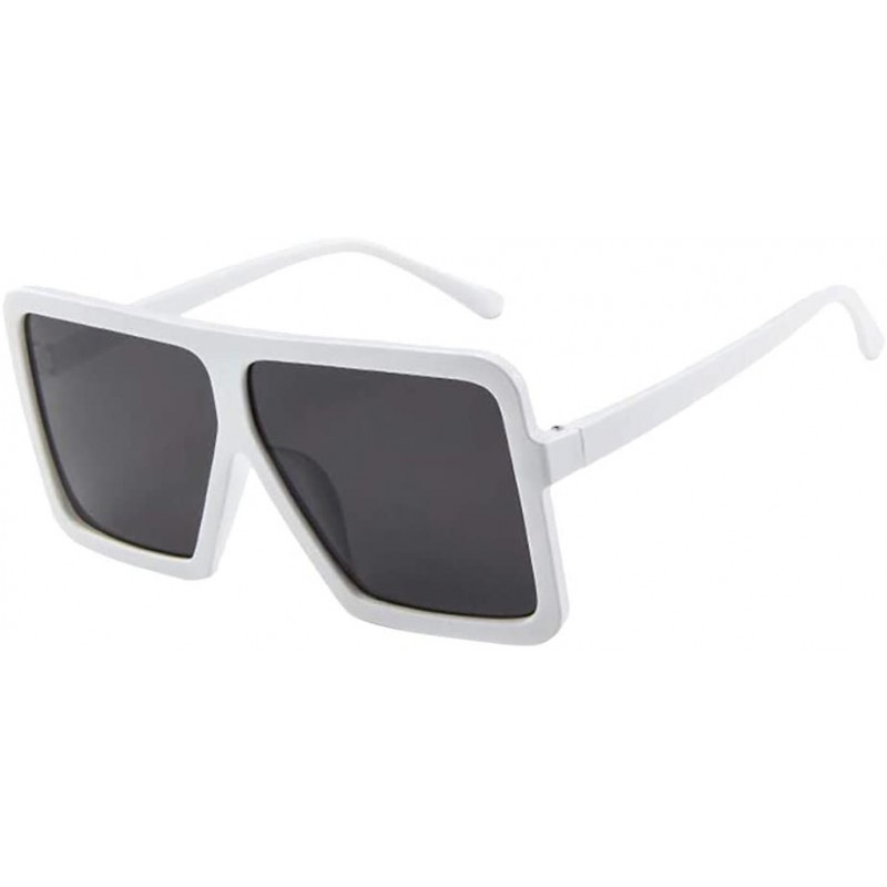 Oversized Fashion Sunglaess - Women Men Vintage Retro Glasses Unisex Big Frame Sunglasses Eyewear - White - CP18RATGQSK $10.41