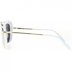 Butterfly Womens Mirrored Mirror Lens Metal Core Brow Trim Butterfly Sunglasses - White Blue - CF12FLPI03J $14.68