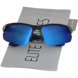 Rimless Men Polarized Premium Sport Sunglasses Baseball Cycling Fishing Wrap Around Driving Glasses - Blue - C518UDK9Q26 $11.18