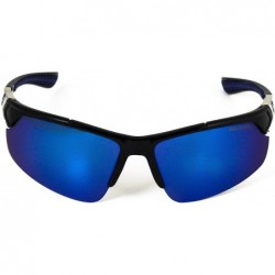 Rimless Men Polarized Premium Sport Sunglasses Baseball Cycling Fishing Wrap Around Driving Glasses - Blue - C518UDK9Q26 $11.18