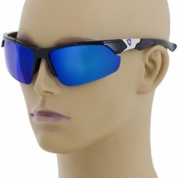 Rimless Men Polarized Premium Sport Sunglasses Baseball Cycling Fishing Wrap Around Driving Glasses - Blue - C518UDK9Q26 $11.18