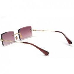 Rimless Rectangle Sunglasses Women Rimless Square Sun Glasses for Women Christmas Gifts - Purple Grey - CB18YYR6996 $17.59