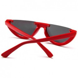 Oval Mod Style Cat Eye Sunglasses Vintage Retro Half Frame Design Eyewear - Red Black - C9189U7X8IX $14.42