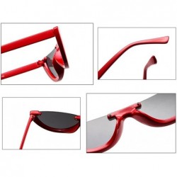 Oval Mod Style Cat Eye Sunglasses Vintage Retro Half Frame Design Eyewear - Red Black - C9189U7X8IX $14.42