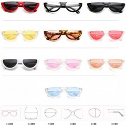 Oval Mod Style Cat Eye Sunglasses Vintage Retro Half Frame Design Eyewear - Red Black - C9189U7X8IX $14.42