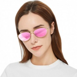 Oval Mini Vintage Oval Polarized Sunglasses - Mirrored Sunglasses with UV400 Protection - CU192756TD8 $36.47