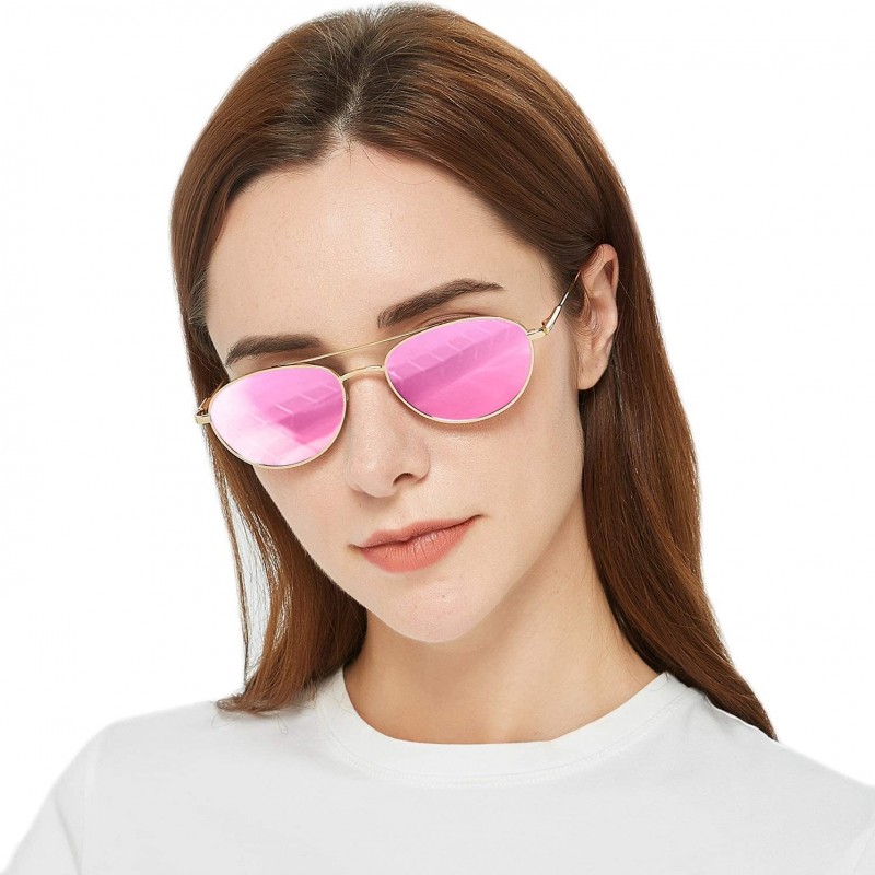 Oval Mini Vintage Oval Polarized Sunglasses - Mirrored Sunglasses with UV400 Protection - CU192756TD8 $15.80