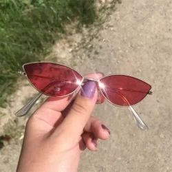 Cat Eye Women Cat Eye Sunglasses Cute Sexy Brand Designer Glasses Summer Retro Small Frame Black Red Cateye Sun - Pink - C219...