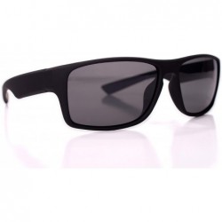 Sport Men's Sport Driving Black Square Frame Sunglasses- Square Frame- Grey Lens - Matte Black - C118NXYMHEO $17.44
