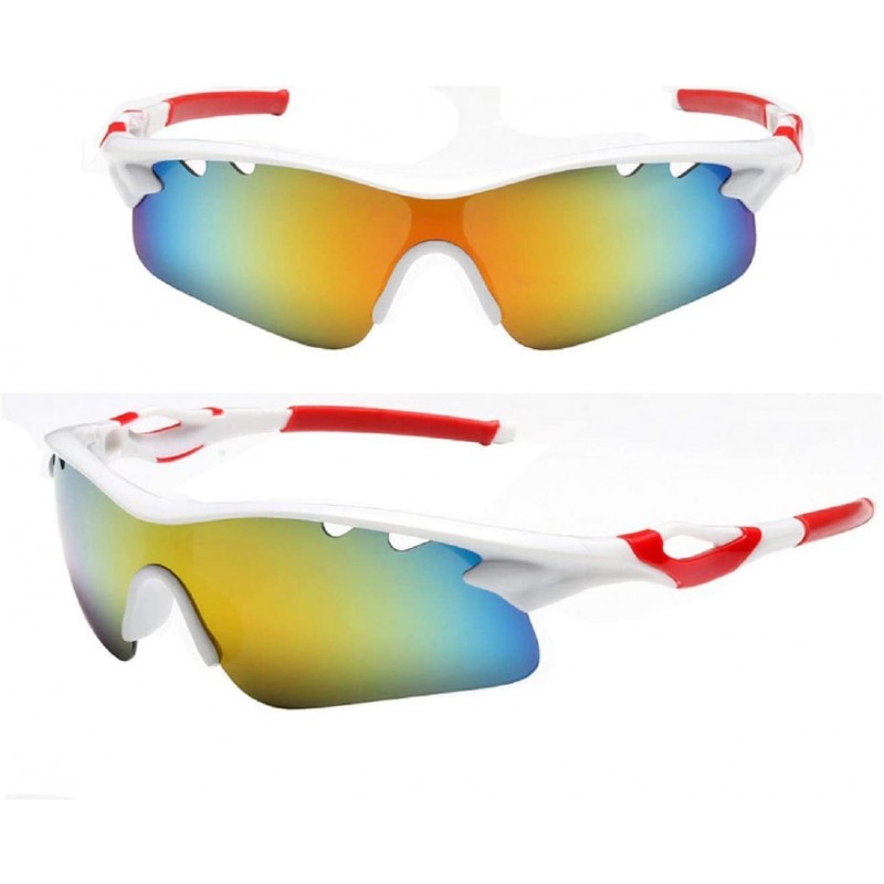 Sport Protection Polarized Sunglasses Baseball - WH - CX18R9W4HT4 $9.70