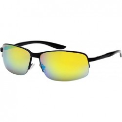 Rimless Semi-Rimless Square Frames w/Color Mirror Lens 25126S-REV - Matte Black - CF12JOADCWP $19.13