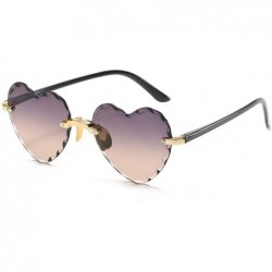 Rimless Heart Shaped Sunglasses for Women Rimless Gradient Lens Sun Glasses Eyeglasses UV400 - Grey Tea Lens - CR1902UYWCO $2...
