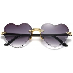 Rimless Heart Shaped Sunglasses for Women Rimless Gradient Lens Sun Glasses Eyeglasses UV400 - Grey Tea Lens - CR1902UYWCO $9.34