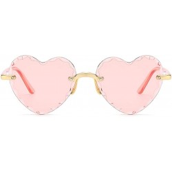 Rimless Heart Shaped Sunglasses for Women Rimless Gradient Lens Sun Glasses Eyeglasses UV400 - Grey Tea Lens - CR1902UYWCO $9.34